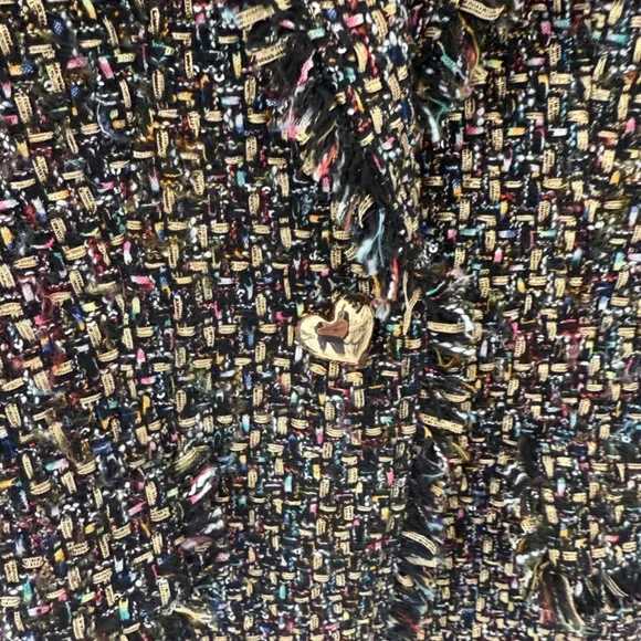 Cinq a Sept Khloe Tweed Blazer Multi Colored Heart Buttons Size 6